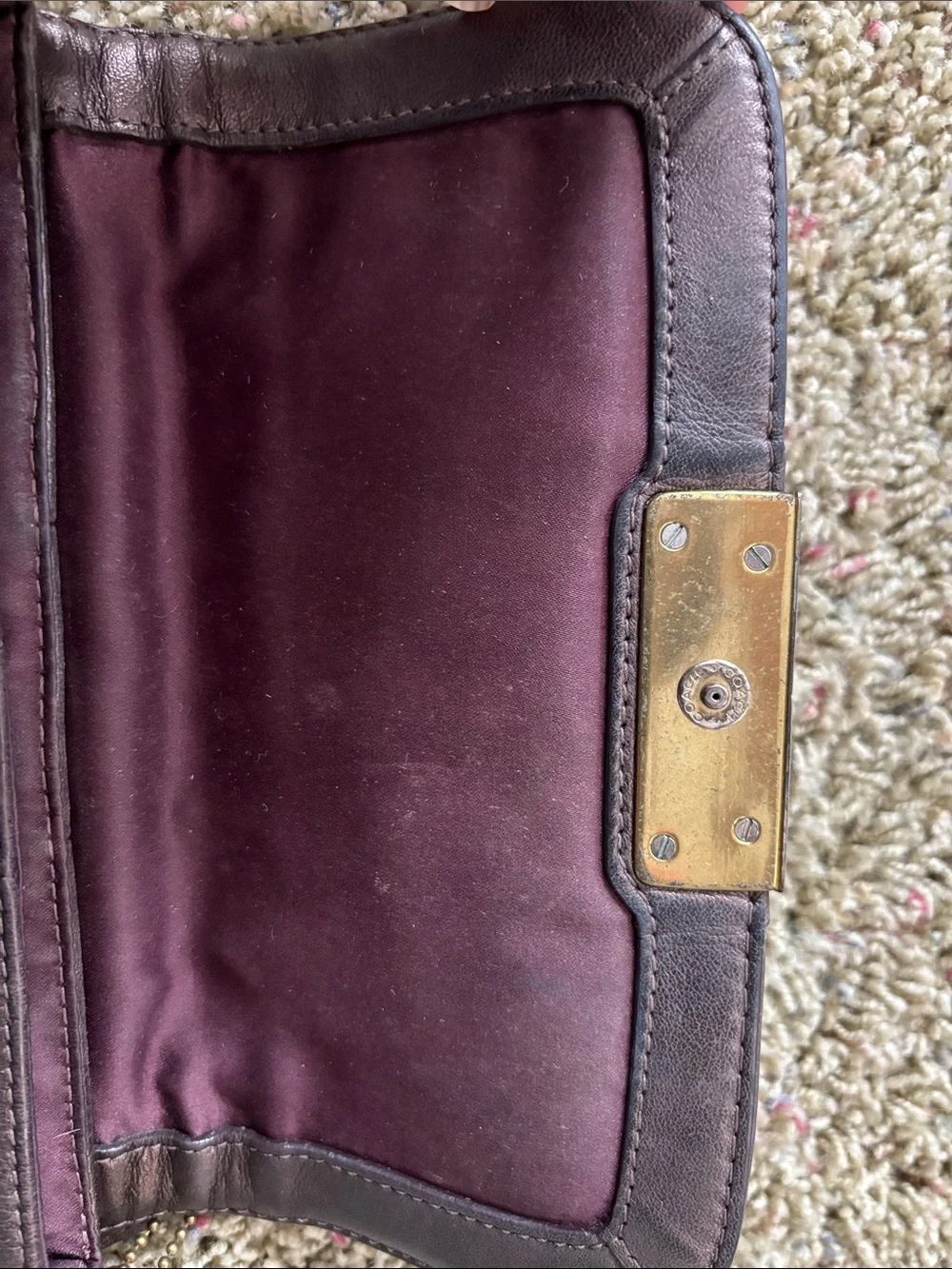 Coach Kristin Metallic Bronze Leather Flap Crossbody Bag